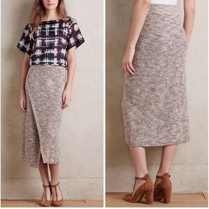 Anthropologie Moth Knit Sweater Wrap Skirt Beige Size Small